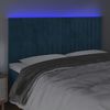 vidaXL Cabeceira cama c/ luzes LED veludo 200x5x118/128cm azul-escuro
