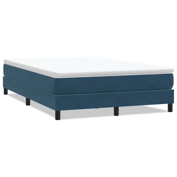 vidaXL Cama com molas sem colch&atilde;o 140x220 cm veludo azul-escuro