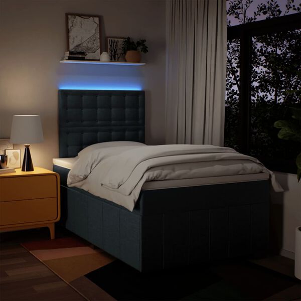 vidaXL Cama boxspring com colch&atilde;o 120x190 cm tecido azul