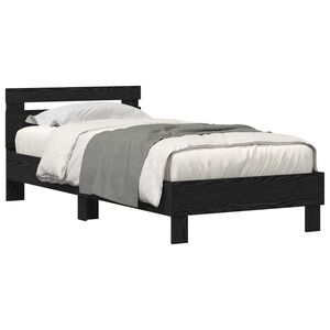 vidaXL Estrutura da Cama com fitas LED Carvalho Preto 100 x 200 cm