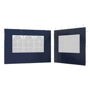 vidaXL Parede lateral com janela p/ tenda de festas 2 pcs PE azul