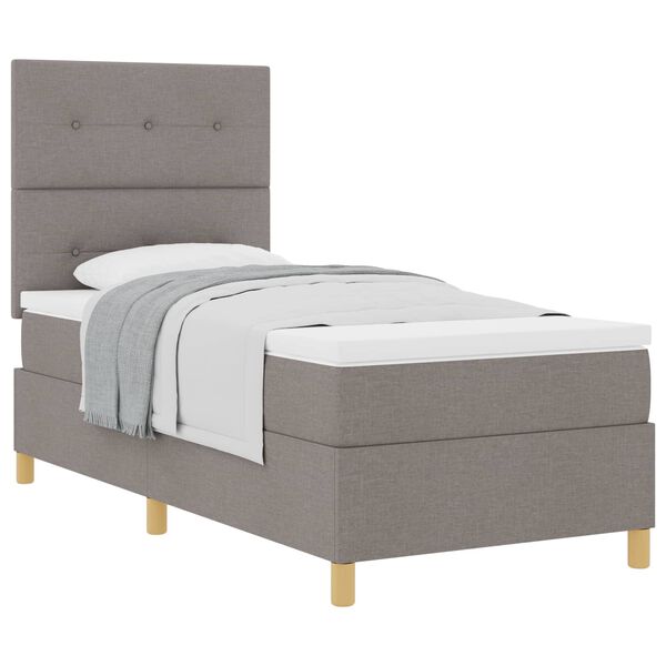 vidaXL Cama Box com colch&atilde;o Cinzento-acastanhado 90 x 200 cm tecido