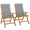 vidaXL Cadeiras de jardim reclin&aacute;veis c/ almofad&otilde;es 2 pcs teca maci&ccedil;a