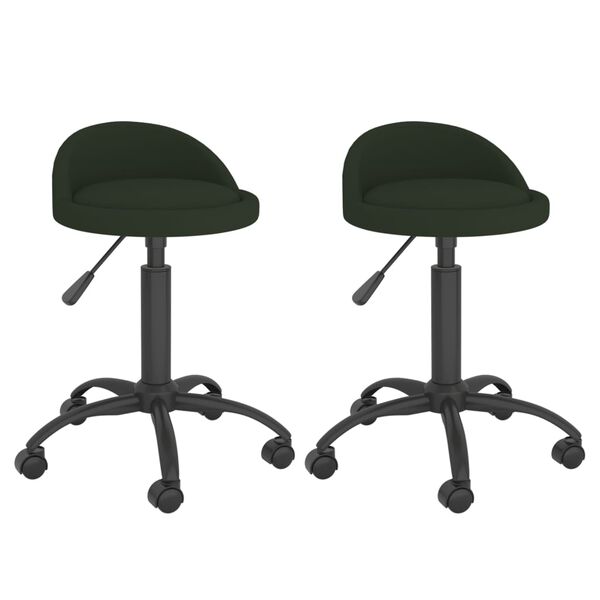 vidaXL Cadeiras de jantar giratorias 2 pcs veludo verde-escuro