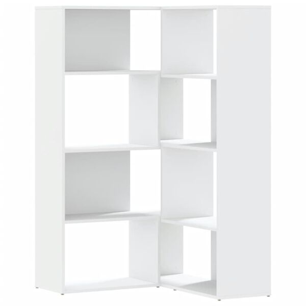 vidaXL Estante canto 4 prateleiras 85x85x140 cm deriv. madeira branco