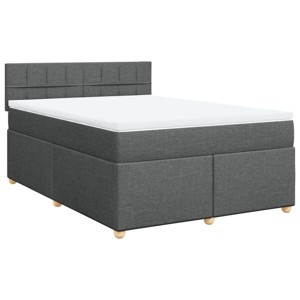 vidaXL Cama com molas/colch&atilde;o 140x190 cm tecido cinzento-escuro