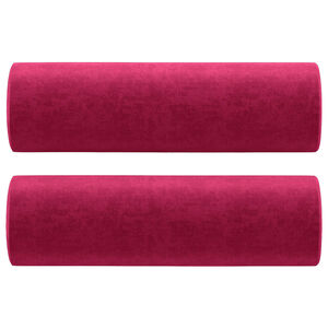 vidaXL Almofadas decorativas 2 pcs &Oslash;15x50 cm veludo vermelho tinto