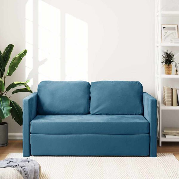 vidaXL Sof&aacute;-cama sem p&eacute;s 122x204x55 cm veludo azul