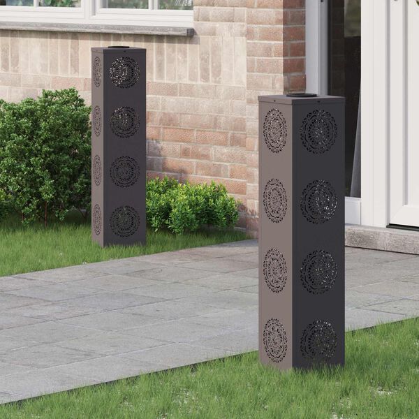 vidaXL Luz Solar LED de Caminho 2 pcs Preto A&ccedil;o Laminado a Frio