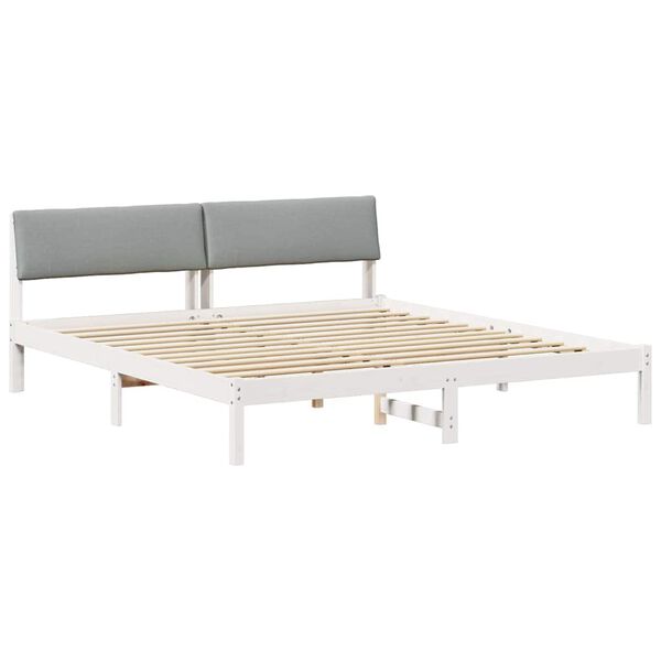 vidaXL Estrutura da cama Branco e cinza claro 180 x 200 cm