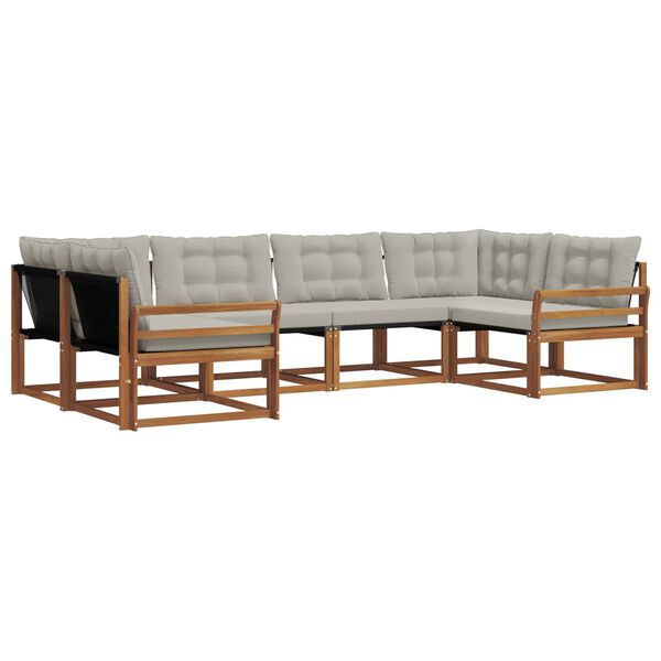 vidaXL Conjunto de Sof&aacute;s para Exterior 6 pcs Cinza Natural e Claro