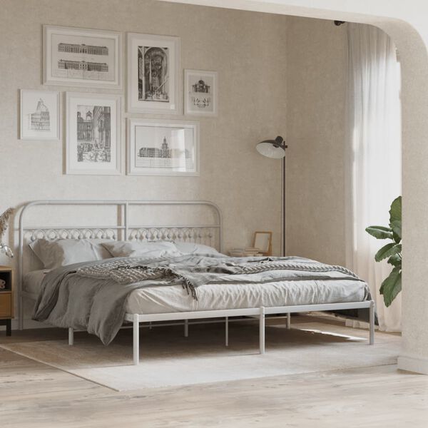vidaXL Estrutura de cama com cabeceira 183x213 cm metal branco