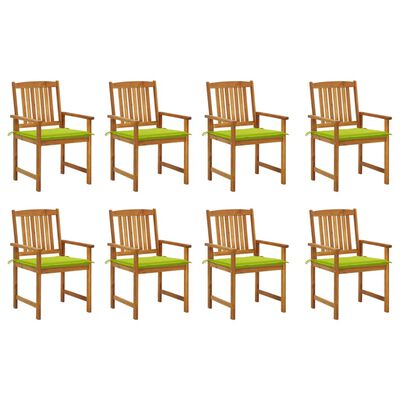 vidaXL Cadeiras de jardim com almofadões 8 pcs acácia maciça