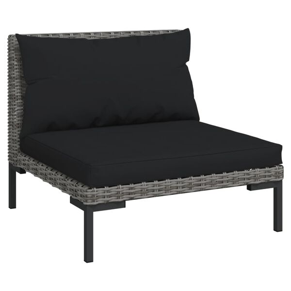 vidaXL 11 pcs conj. lounge jardim c/ almofad&otilde;es vime PE cinza-escuro