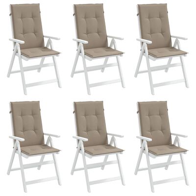 vidaXL Almofadões cadeiras altas jardim 6 pcs tecido cinza-acastanhado