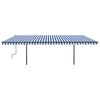 vidaXL Toldo autom&aacute;tico c/ LED e sensor de vento 6x3 m azul e branco