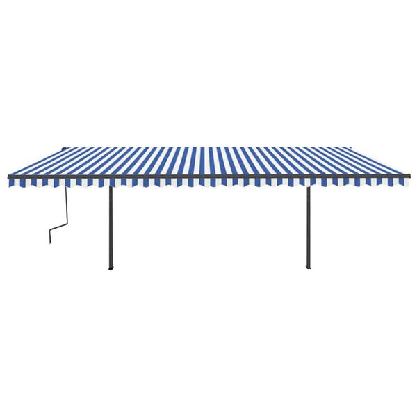 vidaXL Toldo autom&aacute;tico c/ LED e sensor de vento 6x3 m azul e branco