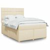 vidaXL Cama com molas/colch&atilde;o 160x200 cm tecido cor creme