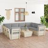 vidaXL 9 pcs conjunto lounge de paletes + almofad&otilde;es madeira de abeto