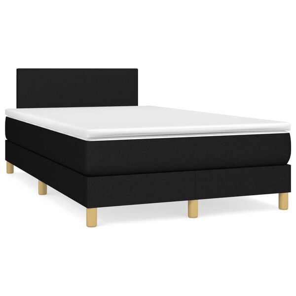 vidaXL Cama box spring c/ colch&atilde;o e LED 120x190 cm tecido preto