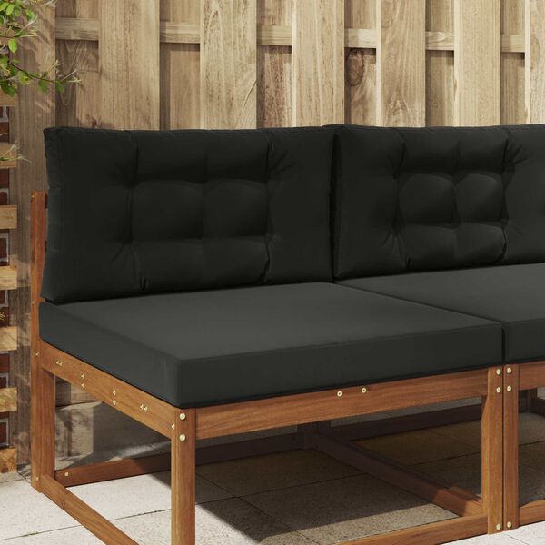 vidaXL Almofada para Sof&aacute; Externo 2 pcs Preto Poli&eacute;ster