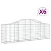 vidaXL Cestos gabi&atilde;o arqueados 6 pcs 200x30x60/80 cm ferro galvanizado