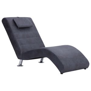 vidaXL Chaise longue com almofada camurça artificial cinzento