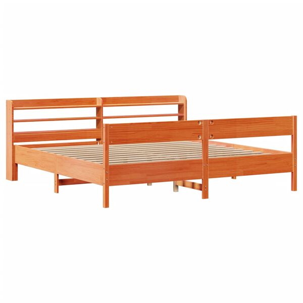 vidaXL Cama sem colch&atilde;o 200x200 cm pinho maci&ccedil;o castanho-mel