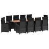 vidaXL Conjunto de Jantar para Exterior 11 unid. Preto vime PE