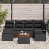 vidaXL Conjunto de Sof&aacute; de Jardim com almofada 7 pcs Preto vime PE