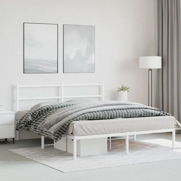 vidaXL Estrutura de cama com cabeceira 150x200 cm metal branco