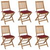 vidaXL Cadeiras de jardim dobr&aacute;veis c/ almofad&otilde;es 6 pcs ac&aacute;cia maci&ccedil;a