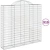 vidaXL Cestos gabi&atilde;o arqueados 10 pcs 200x50x180/200 ferro galvanizado