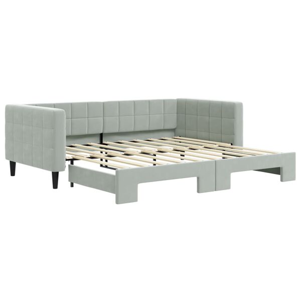 vidaXL Sof&aacute;-cama com gavet&atilde;o 90x190 cm veludo cinzento-claro