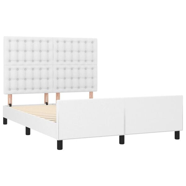 vidaXL Estrutura cama c/ cabeceira couro artificial 140x190 cm branco