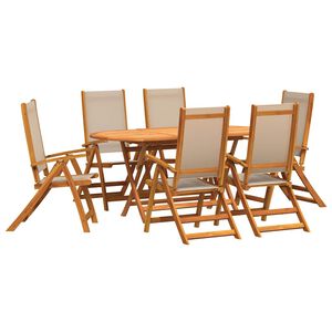 vidaXL 7 pcs conjunto de jantar para jardim ac&aacute;cia maci&ccedil;a e textilene
