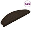 vidaXL Tapetes de escada autoadesivos 10 pe&ccedil;as 65x21x4 cm marrom escuro meio redondo grande