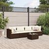 vidaXL 5 pcs conjunto lounge jardim c/ almofad&otilde;es vime PE castanho