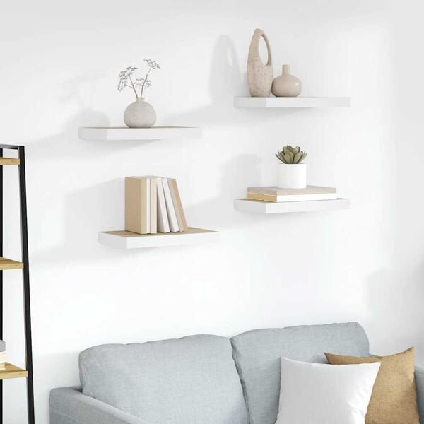vidaXL Prateleiras de parede 4 pcs 50x23x3,8 cm MDF carvalho e branco