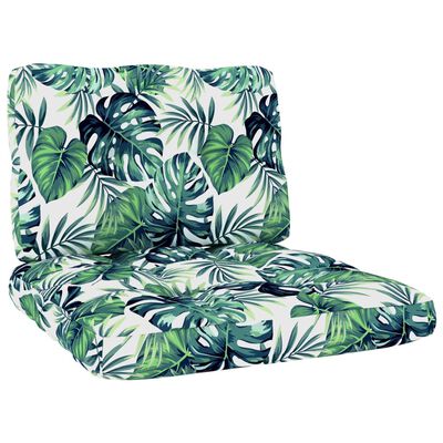 vidaXL Cadeira de jardim c/ almofadões padrão folhas pinho impregnado