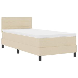 vidaXL Cama Box com colch&atilde;o com led Creme 90 x 190 cm tecido