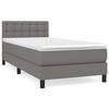 vidaXL Cama com molas/colch&atilde;o 90x200 cm tecido cinzento-escuro