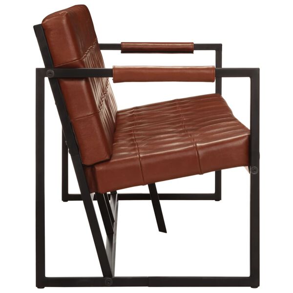 vidaXL Sof&aacute; de 3 lugares couro de cabra genu&iacute;no castanho