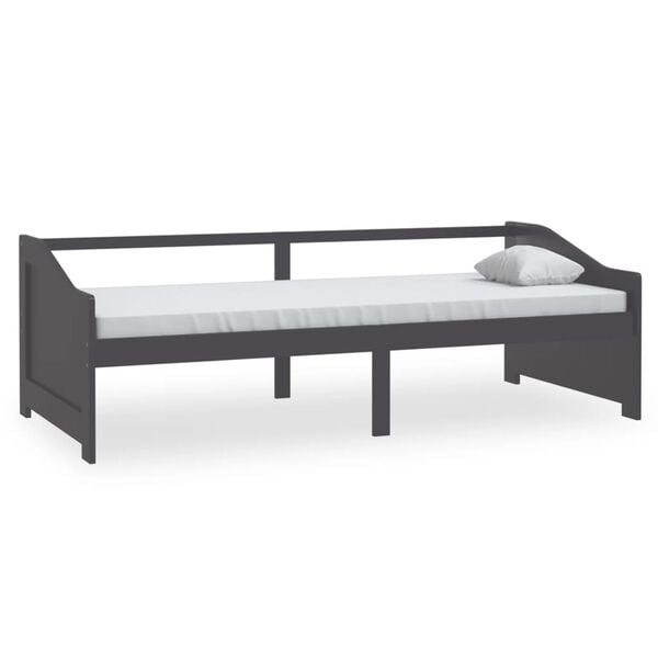 vidaXL Sof&aacute;-cama de 3 lugares 90x200 cm pinho maci&ccedil;o cinzento-escuro