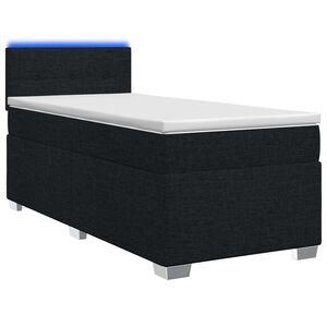 vidaXL Cama Box Spring com Colch&atilde;o e LED Preto 90 x 190 cm Tecido