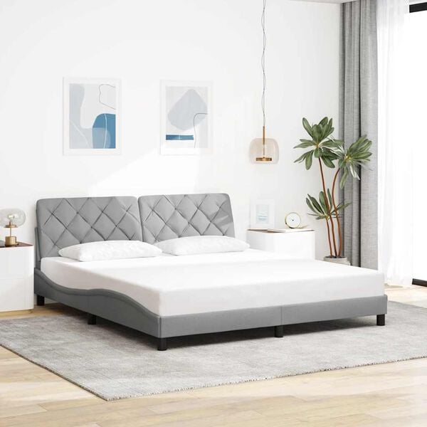 vidaXL Estrutura de cama sem colch&atilde;o 180x200 cm tecido cinzento-claro