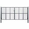 vidaXL Port&atilde;o de jardim em tela de a&ccedil;o galvanizado 400x175 cm cinza