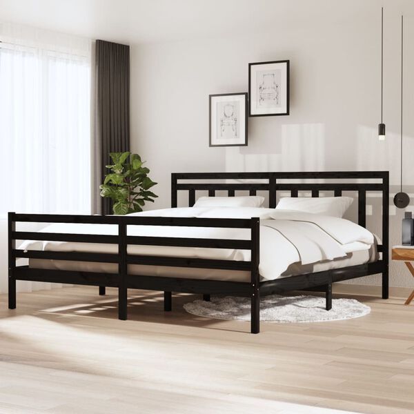 vidaXL Estrutura de cama 200x200 cm madeira maci&ccedil;a preto