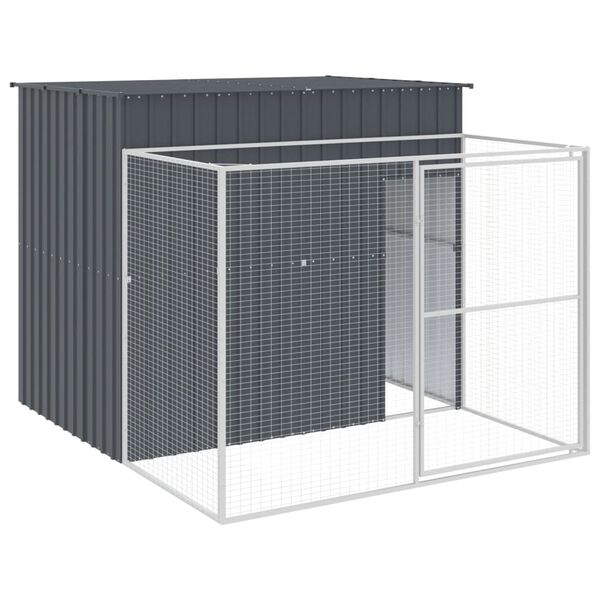 vidaXL Casota p/ c&atilde;es c/ parque 214x253x181 cm a&ccedil;o galvaniz. antracite