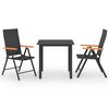 vidaXL 3 pcs conjunto de jantar para jardim preto e castanho